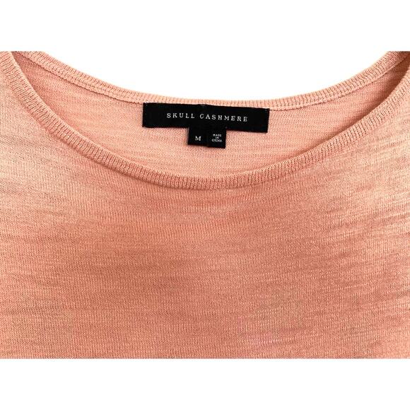 Skull Cashmere Size Medium Floral Embroidered Back Long Sleeve Top Luxe Knit - Picture 6 of 13